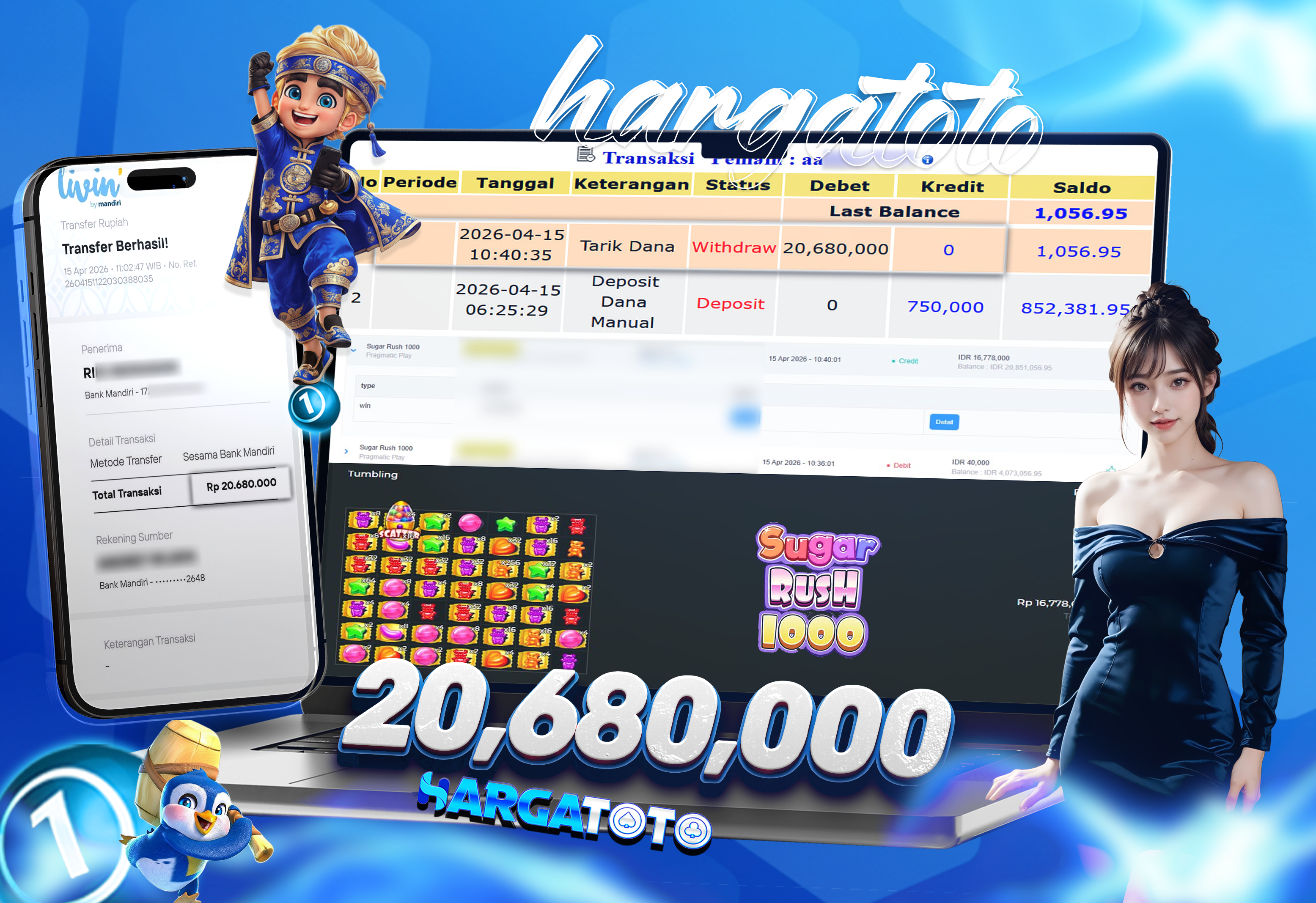 Bukti Pembayaran HARGATOTO Sebesar 20 Juta Rupiah