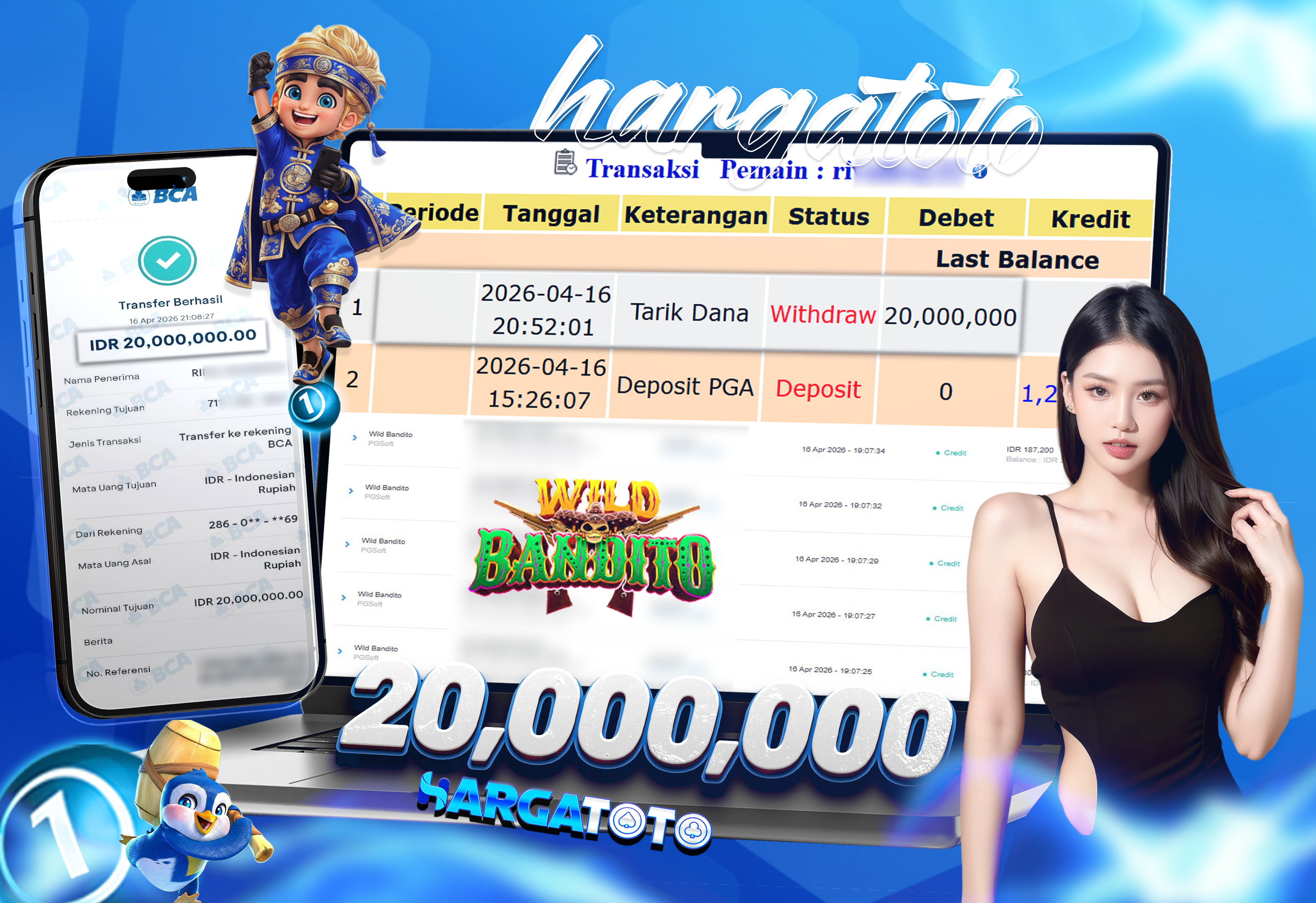 Bukti Pembayaran HARGATOTO Sebesar 20 Juta Rupiah