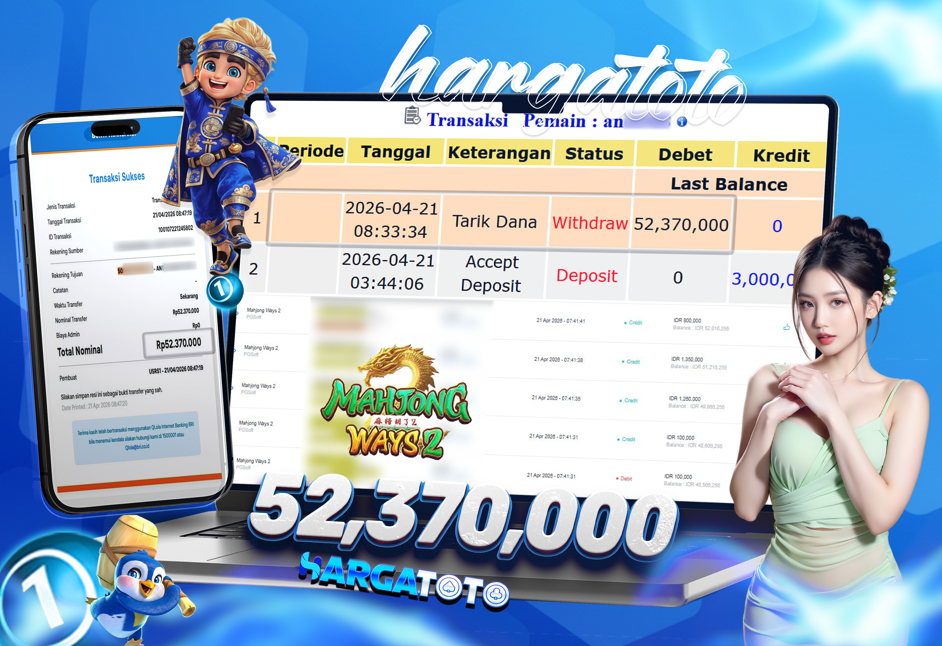 Bukti Pembayaran HARGATOTO Sebesar 52 Juta Rupiah