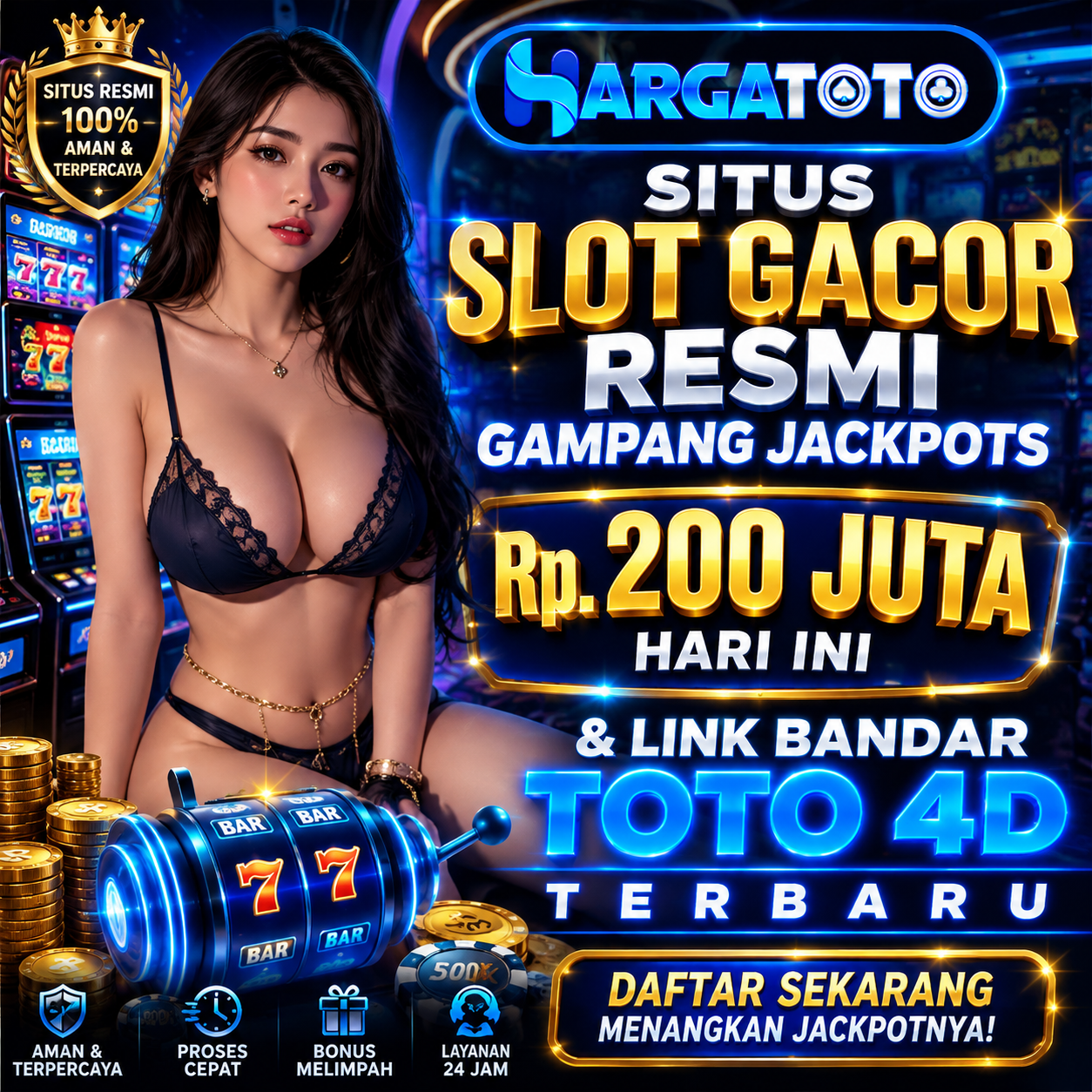 HARGATOTO ✅ SITUS SLOT GACOR RESMI GAMPANG JACKPOTS Rp.200 JUTA HARI INI & LINK BANDAR TOTO 4D TERBARU