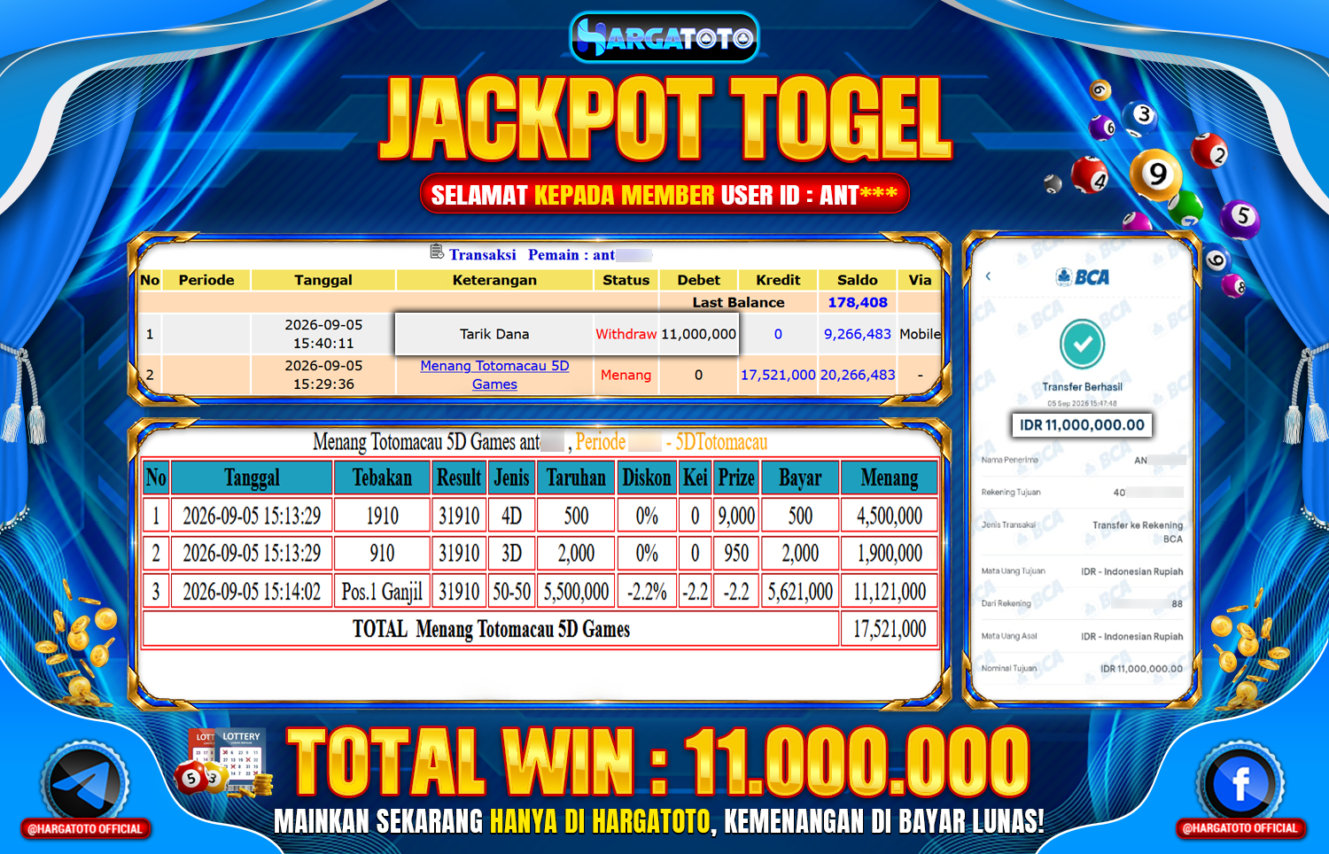 Bukan Sekadar Angka Layar. Rp 11.000.000 Tunai Pindah Tangan ke Member HARGATOTO.