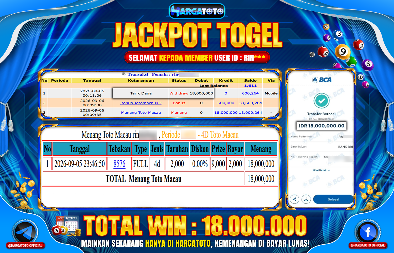 Bukan Sekadar Angka Layar. Rp 18.000.000 Tunai Pindah Tangan ke Member HARGATOTO.