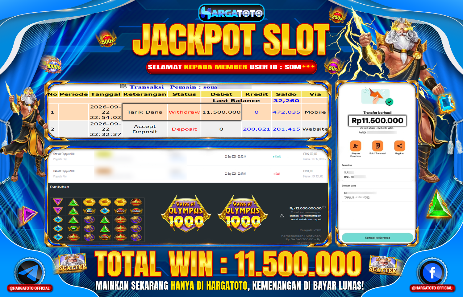 Bukan Sekadar Angka Layar. Rp 11,500,000  Tunai Pindah Tangan ke Member HARGATOTO.