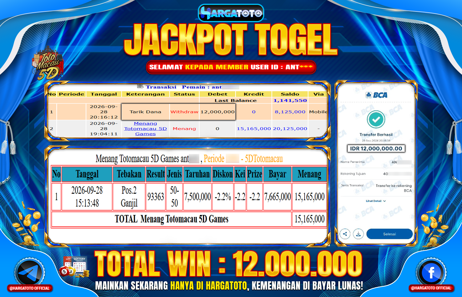 Bukan Sekadar Angka Layar. Rp 12,000,000  Tunai Pindah Tangan ke Member HARGATOTO.