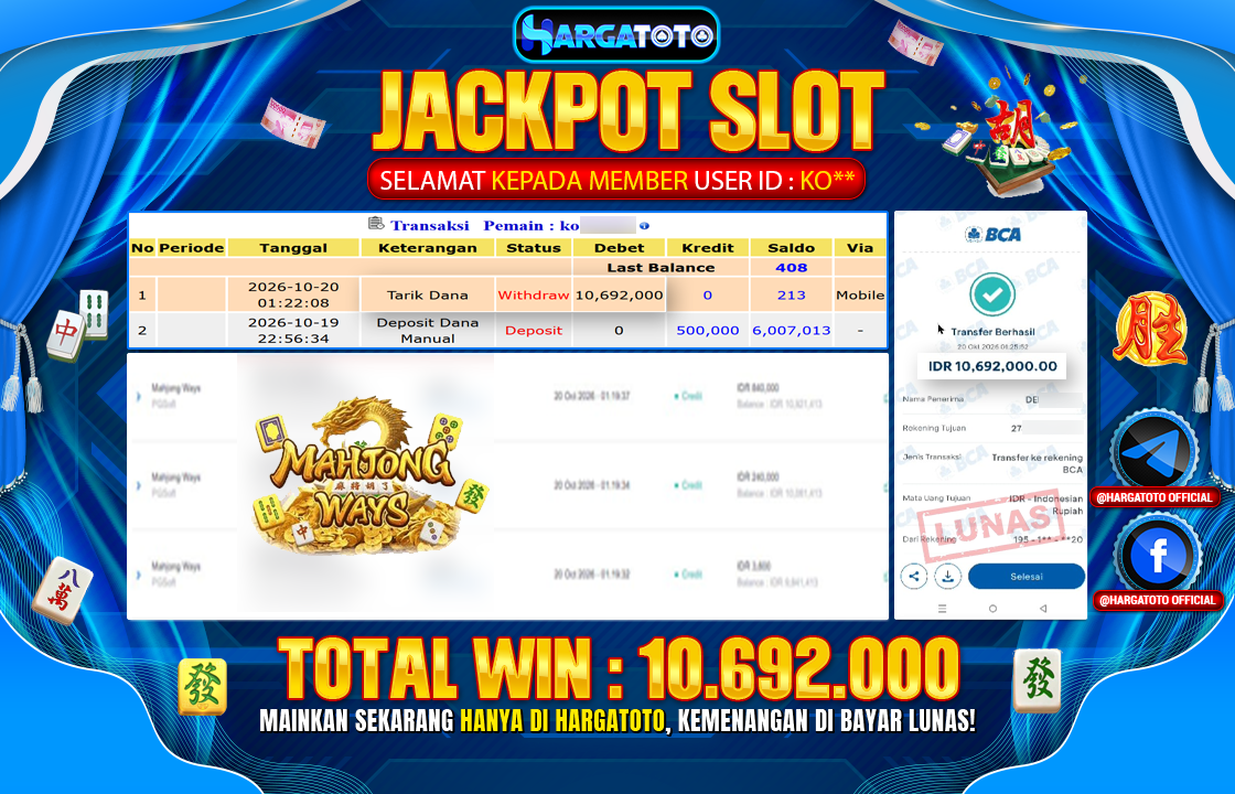 Bukan Sekadar Angka Layar. Rp 10,692,000  Tunai Pindah Tangan ke Member HARGATOTO.