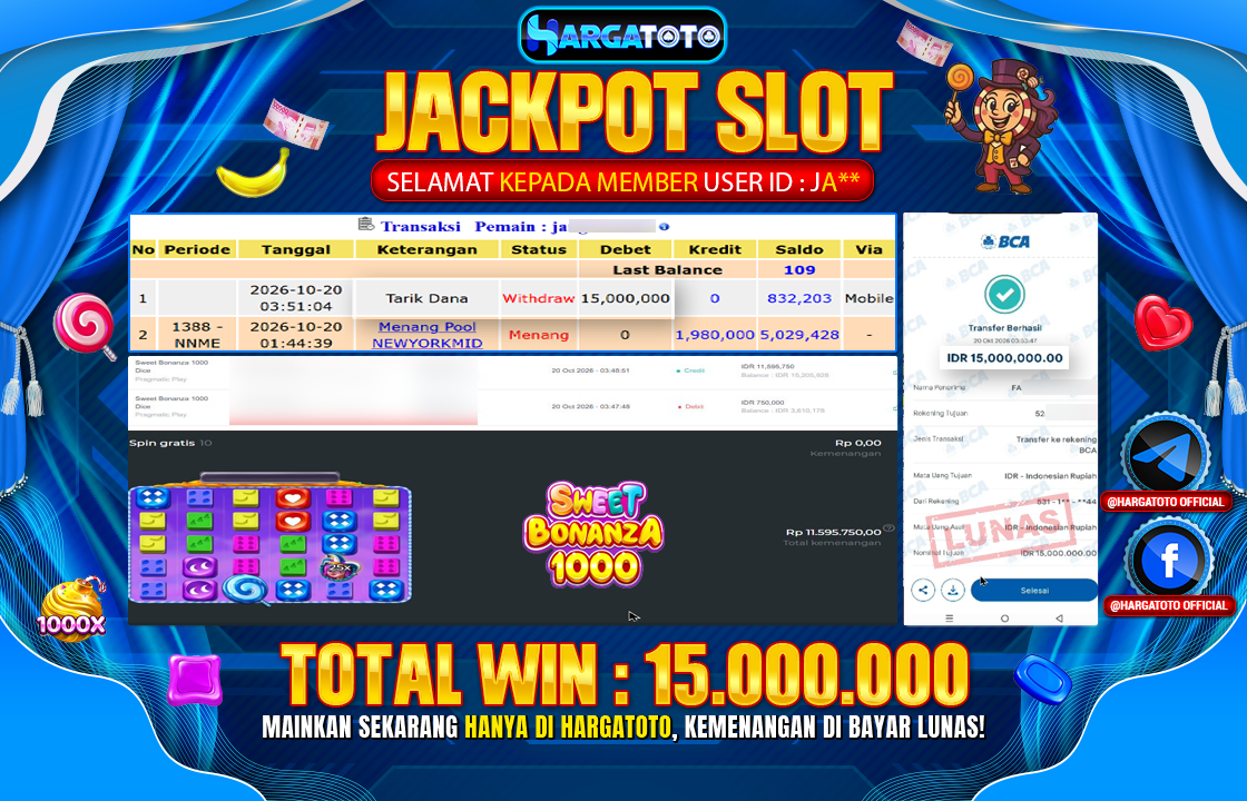 Bukan Sekadar Angka Layar. Rp 15,000,000  Tunai Pindah Tangan ke Member HARGATOTO.