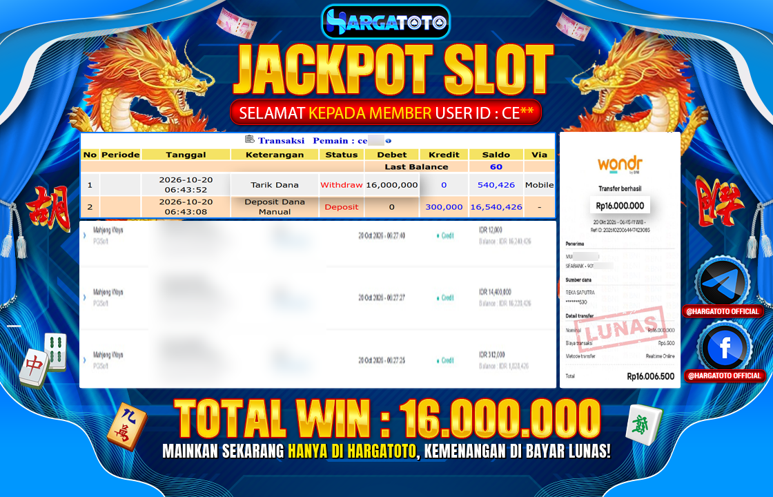 Bukan Sekadar Angka Layar. Rp 16,000,000  Tunai Pindah Tangan ke Member HARGATOTO.