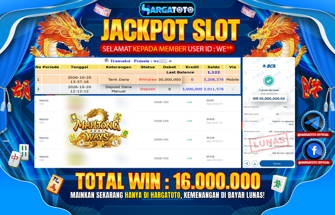 Bukan Sekadar Angka Layar. Rp 30,000,000  Tunai Pindah Tangan ke Member HARGATOTO.
