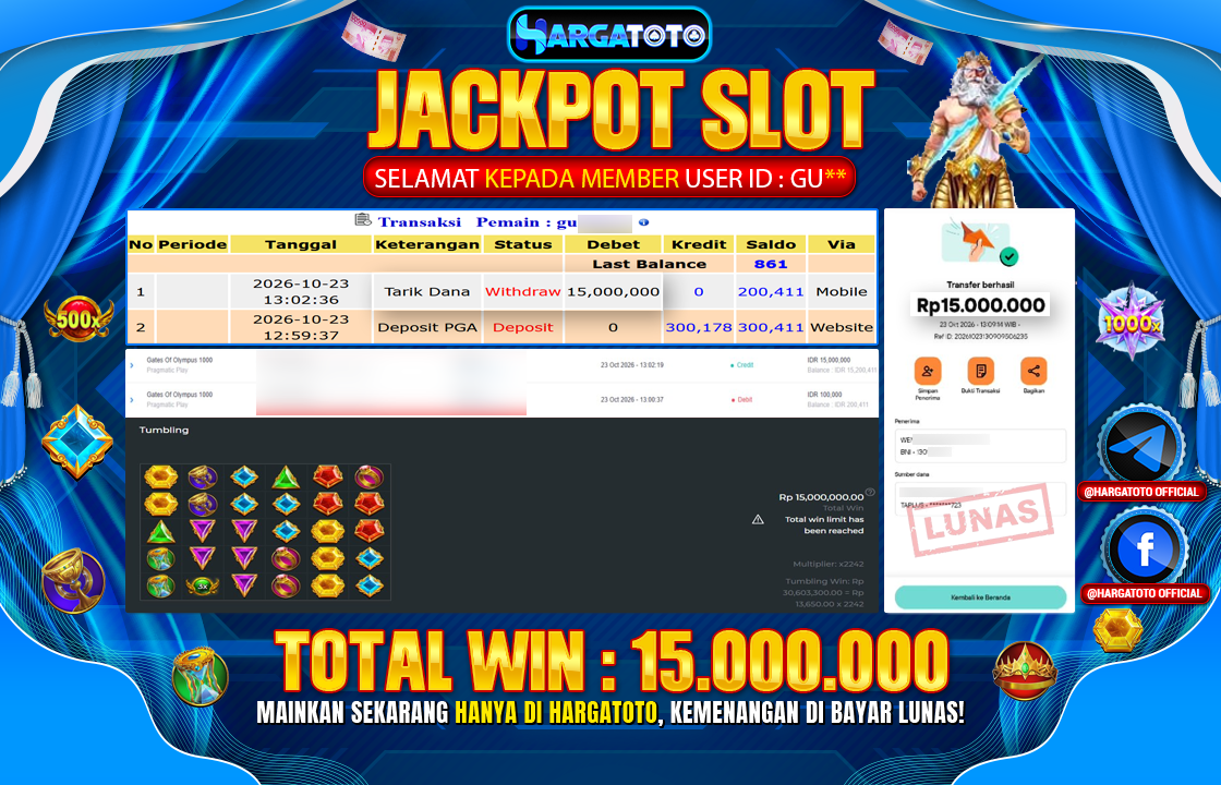 Bukan Sekadar Angka Layar. Rp 15,000,000  Tunai Pindah Tangan ke Member HARGATOTO.