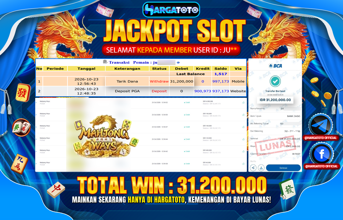 Bukan Sekadar Angka Layar. Rp 31,200,000  Tunai Pindah Tangan ke Member HARGATOTO.