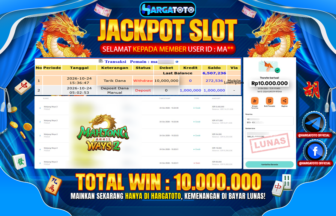 Bukan Sekadar Angka Layar. Rp 10,000,000  Tunai Pindah Tangan ke Member HARGATOTO.