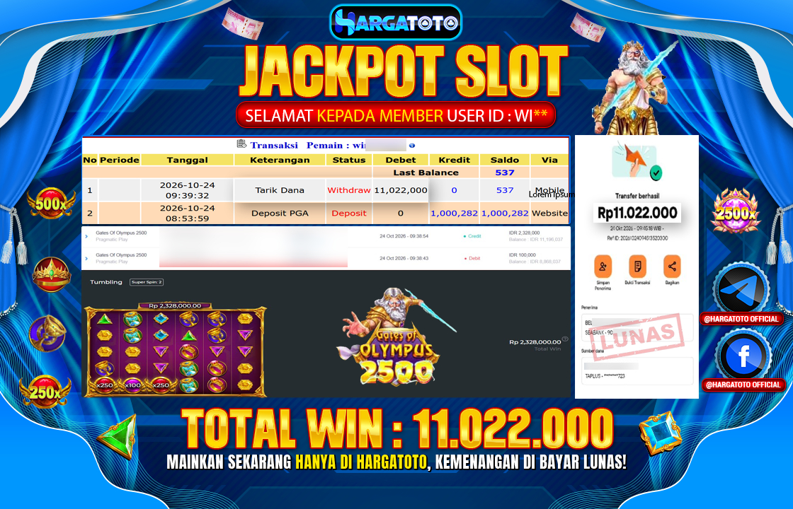 Bukan Sekadar Angka Layar. Rp 11,022,000  Tunai Pindah Tangan ke Member HARGATOTO.