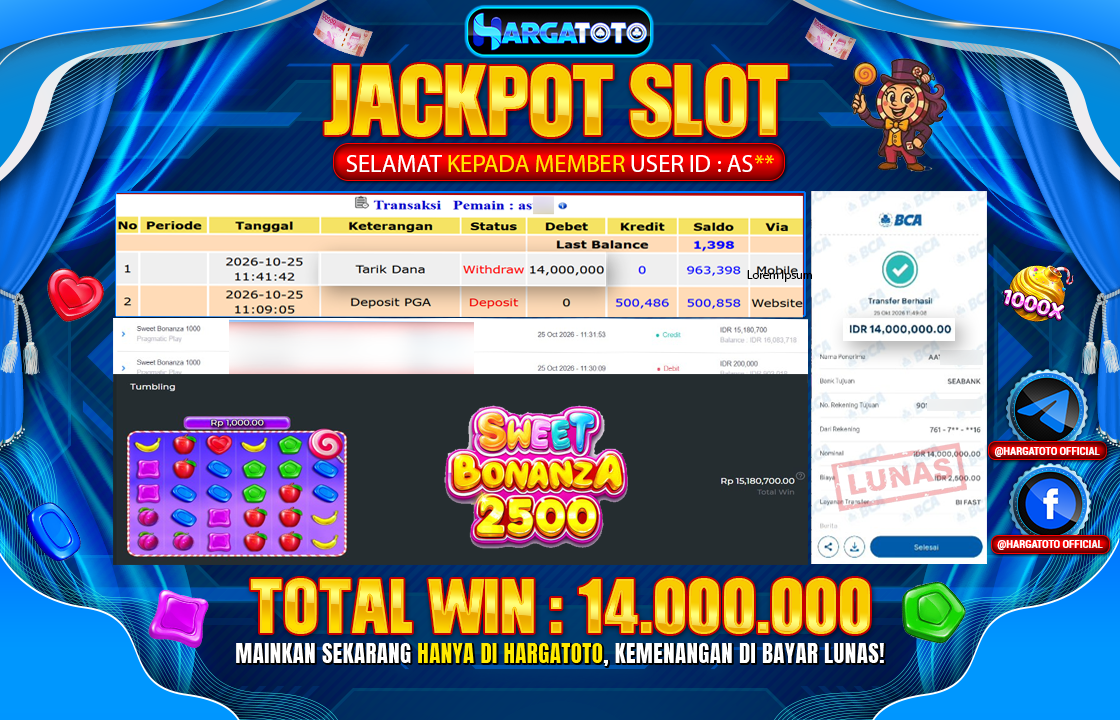 Bukan Sekadar Angka Layar. Rp 14,000,000  Tunai Pindah Tangan ke Member HARGATOTO.
