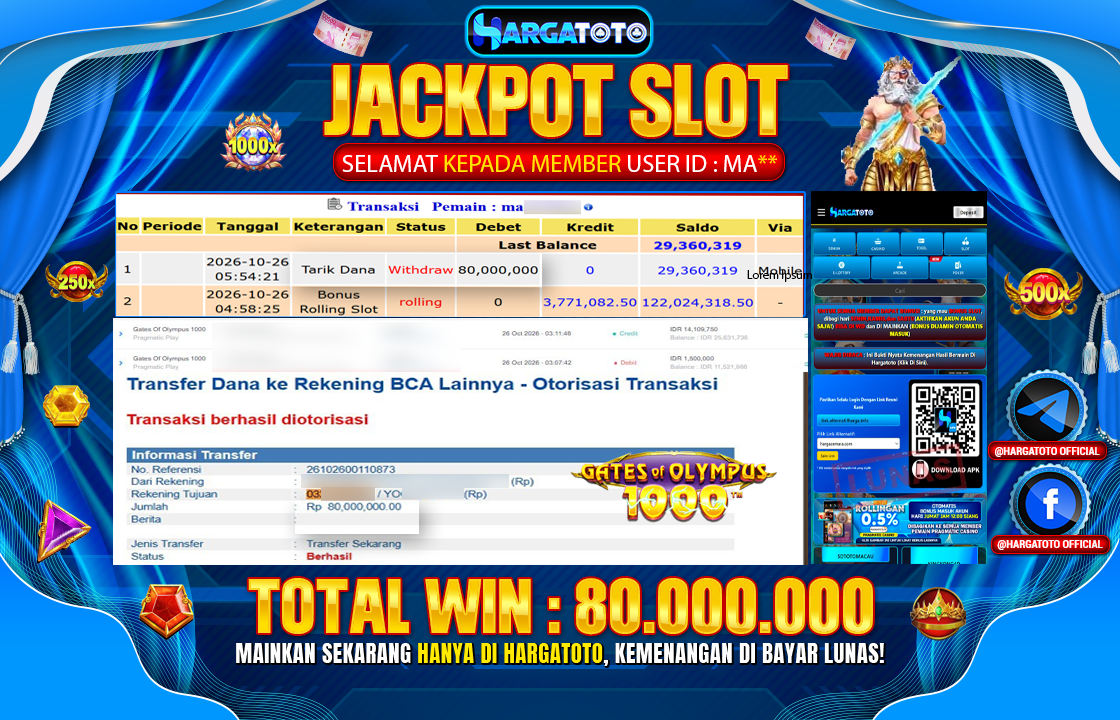Bukan Sekadar Angka Layar. Rp 80,000,000  Tunai Pindah Tangan ke Member HARGATOTO.