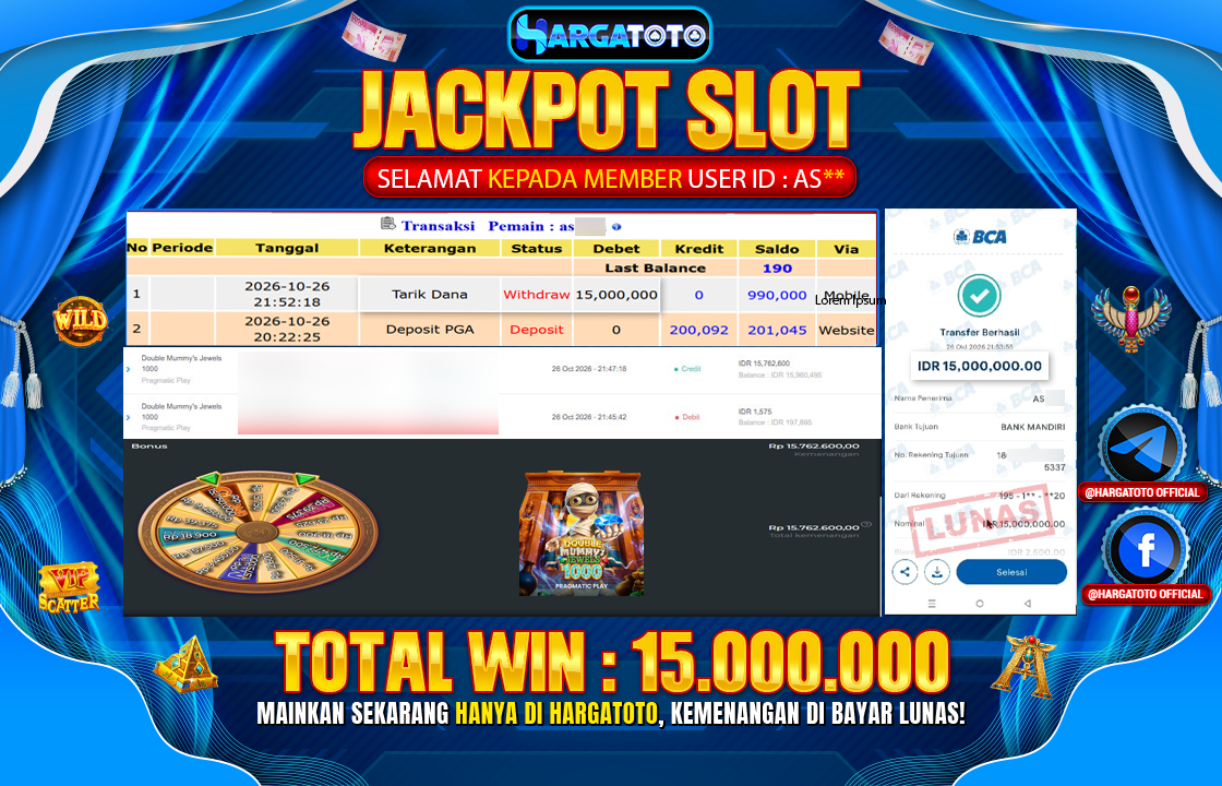 Bukan Sekadar Angka Layar. Rp 15,000,000  Tunai Pindah Tangan ke Member HARGATOTO.