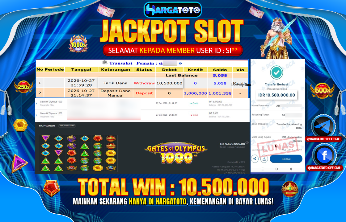 Bukan Sekadar Angka Layar. Rp 10,500,000  Tunai Pindah Tangan ke Member HARGATOTO.