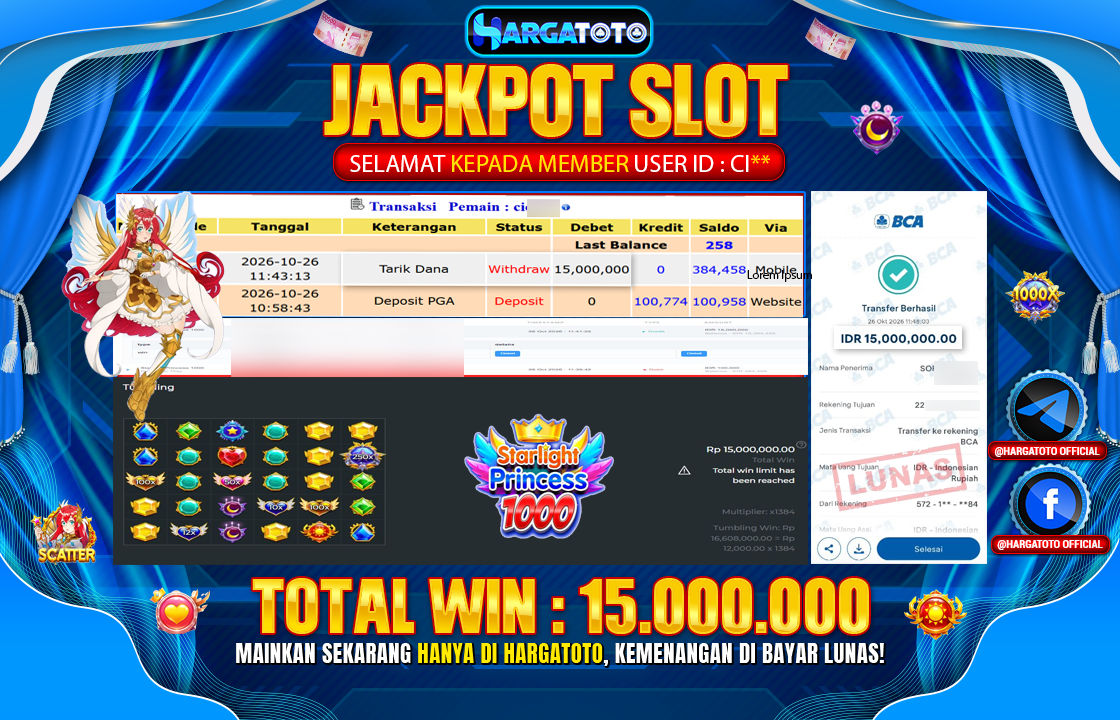 Bukan Sekadar Angka Layar. Rp 15,000,000  Tunai Pindah Tangan ke Member HARGATOTO.
