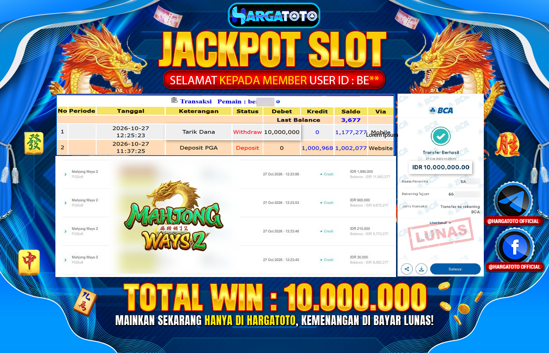Bukan Sekadar Angka Layar. Rp 10,000,000  Tunai Pindah Tangan ke Member HARGATOTO.