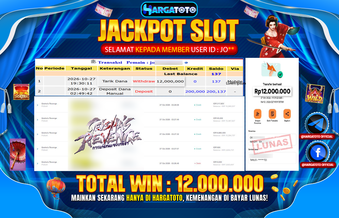 Bukan Sekadar Angka Layar. Rp 12,000,000  Tunai Pindah Tangan ke Member HARGATOTO.