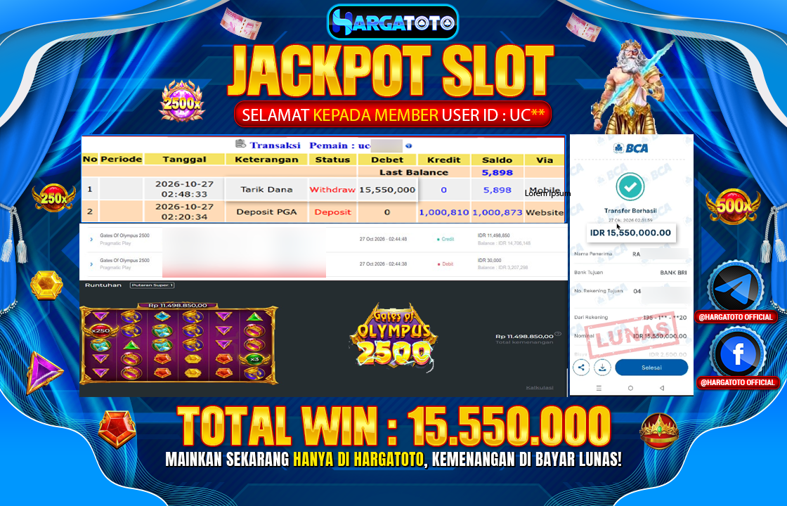 Bukan Sekadar Angka Layar. Rp 15,550,000  Tunai Pindah Tangan ke Member HARGATOTO.