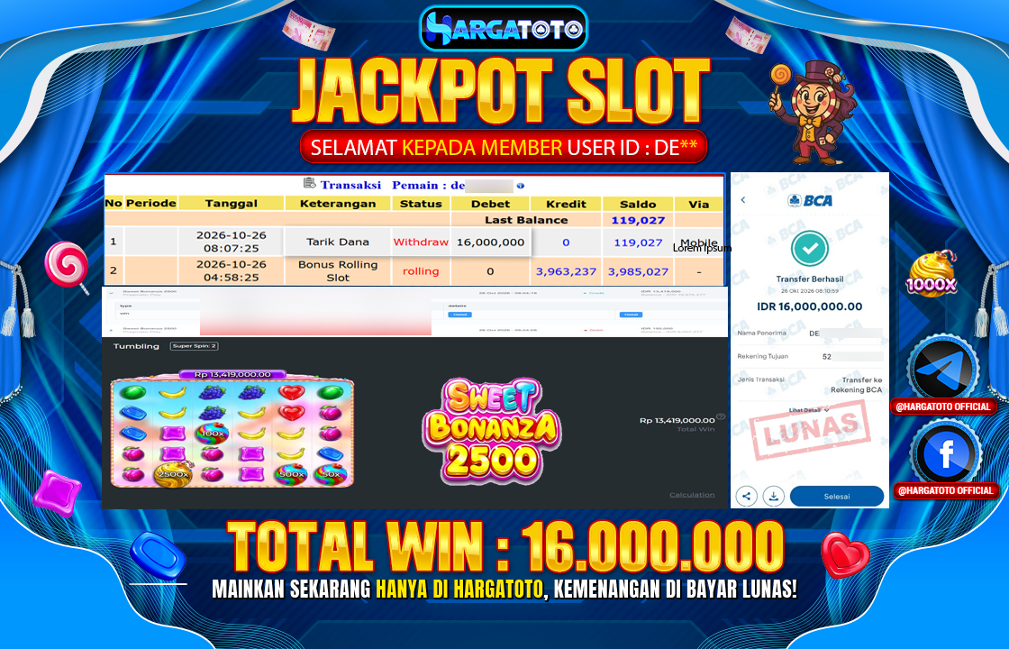 Bukan Sekadar Angka Layar. Rp 16,000,000  Tunai Pindah Tangan ke Member HARGATOTO.