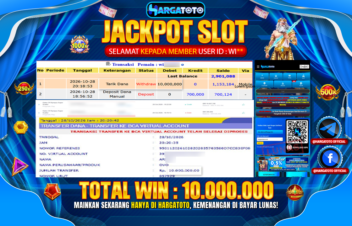 Bukan Sekadar Angka Layar. Rp 10,000,000  Tunai Pindah Tangan ke Member HARGATOTO.