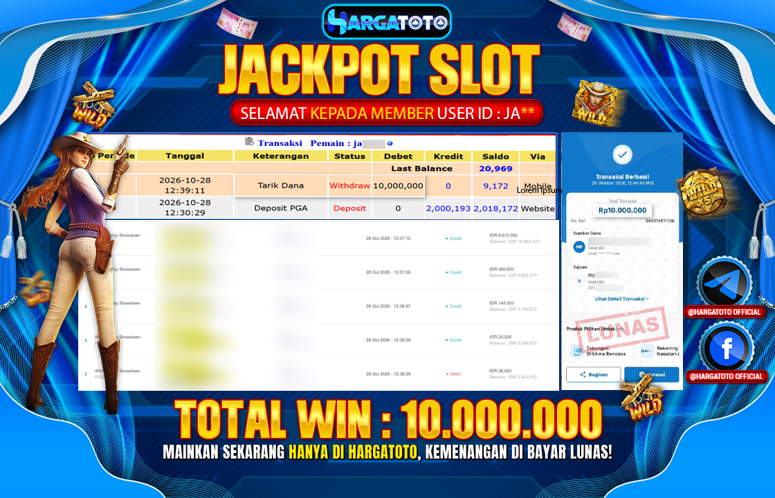 Bukan Sekadar Angka Layar. Rp 10,000,000  Tunai Pindah Tangan ke Member HARGATOTO.