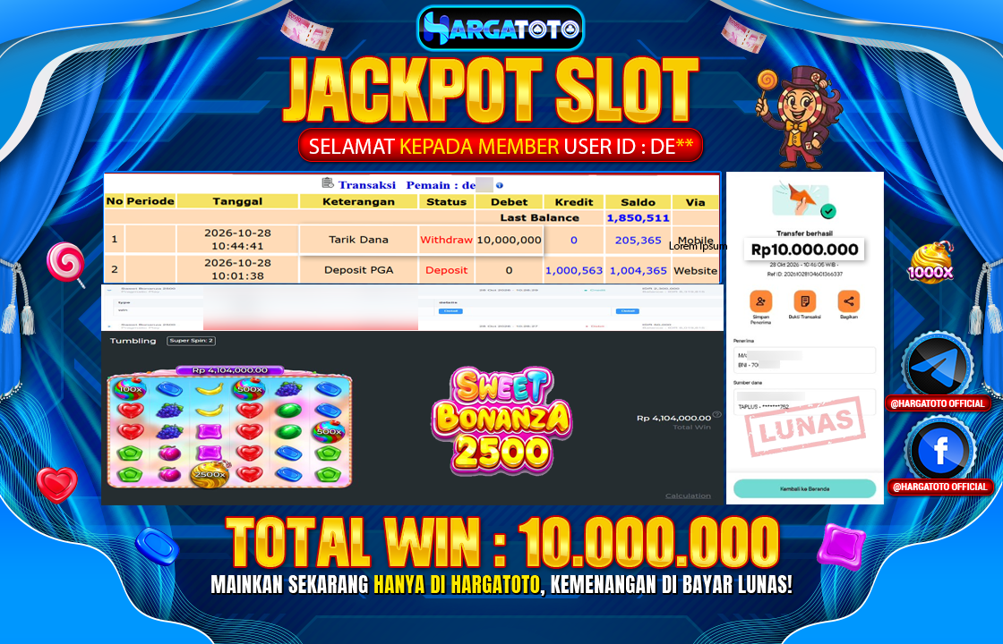 Bukan Sekadar Angka Layar. Rp 10,000,000  Tunai Pindah Tangan ke Member HARGATOTO.