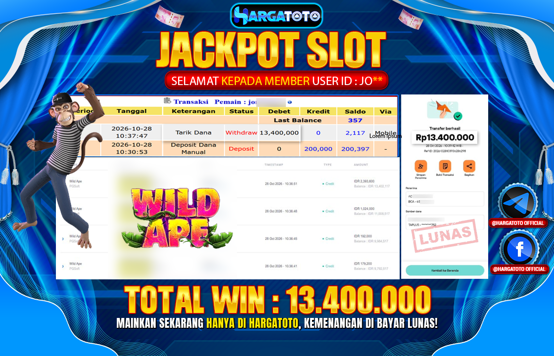 Bukan Sekadar Angka Layar. Rp 13,400,000  Tunai Pindah Tangan ke Member HARGATOTO.