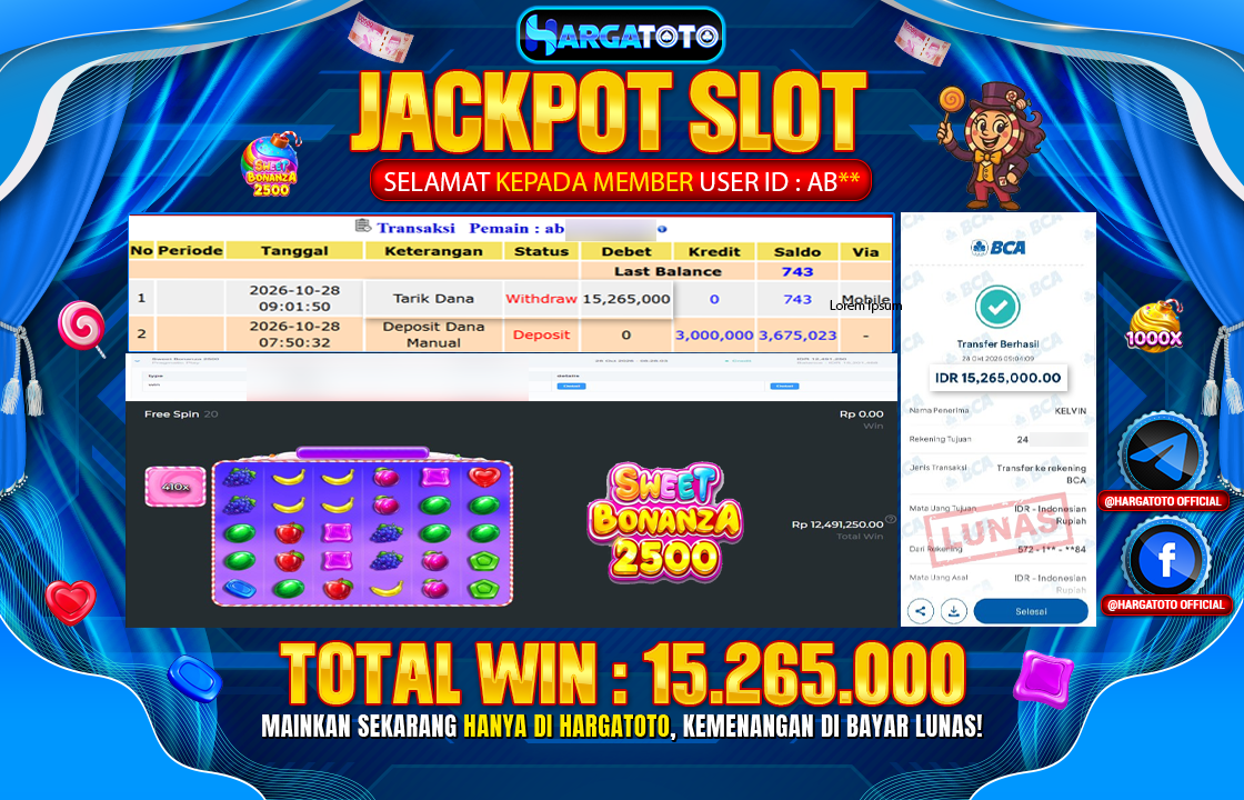 Bukan Sekadar Angka Layar. Rp 15,265,000  Tunai Pindah Tangan ke Member HARGATOTO.