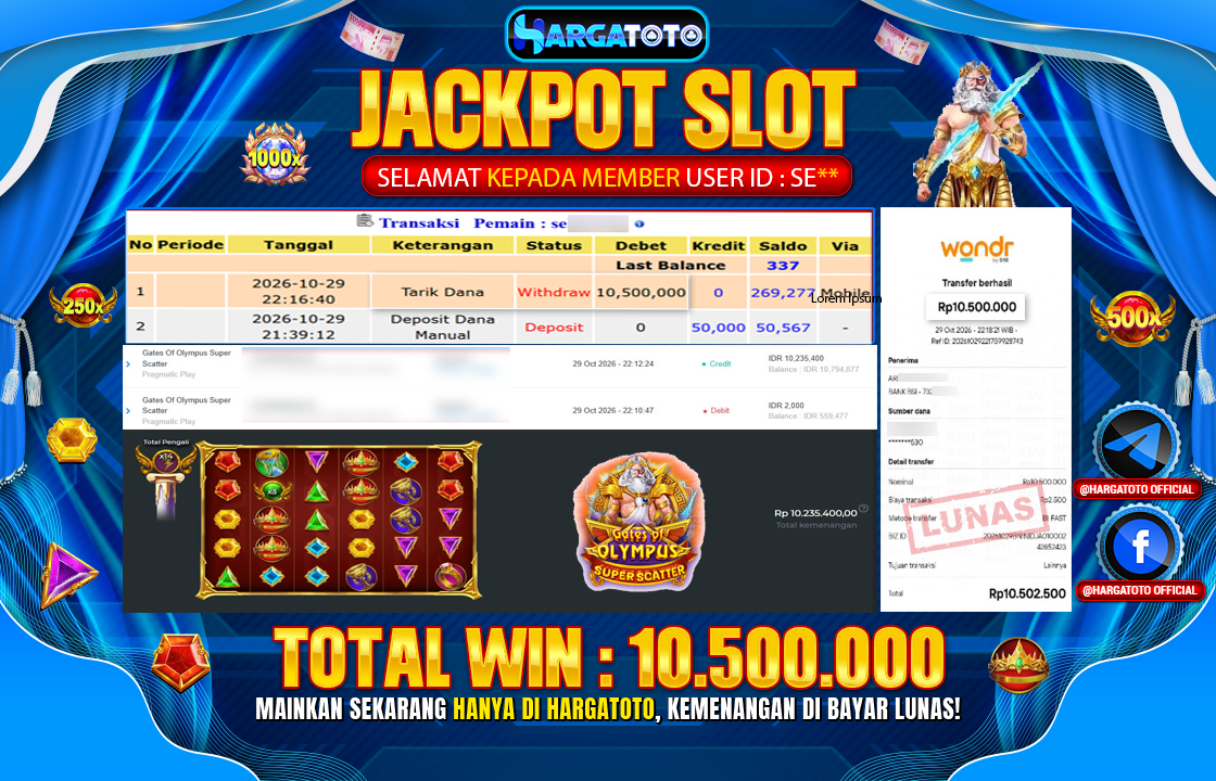 Bukan Sekadar Angka Layar. Rp 10,500,000  Tunai Pindah Tangan ke Member HARGATOTO.